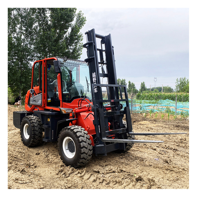 Multipurpose Factory Farm Mud 3 Ton 3.5T 4T 5T 6Ton 4WD 4 Wheel Drive Off-Road Diesel Gaffeltruck for alle ulendte terreng